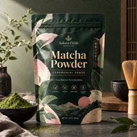 Sachets Doypack Personnalisés à Haute Barrière pour Poudre de Matcha, Imprimés, Refermables avec Fermeture Éclair, Emballage Alimentaire pour Vente au Détail et Stockage