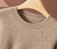 Pulls en cachemire tricotés pour femmes, couleur unie, col rond, longueur moyenne, coupe ample, automne et hiver, logo personnalisé