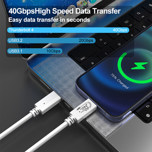 USB4 Thunderbolt 4 Compatible con todas las funciones Dual Type-C <span class=keywords><strong>Cable</strong></span> USB Chaqueta de PVC 100-240W 40G 8K <span class=keywords><strong>Cable</strong></span> de datos de <span class=keywords><strong>audio</strong></span> y <span class=keywords><strong>video</strong></span> para A451 - Product Image 2