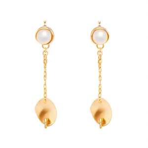 Pendientes de Moda con Perlas, Chapados en Oro, Acero Inoxidable 316L, Joyería Destacada - Product Image 2