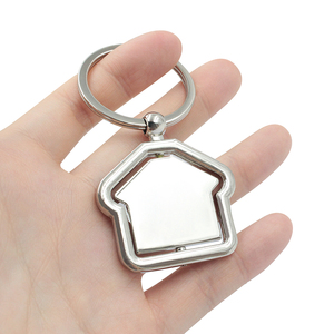 Hochwertige rotierende Metall Haus Schlüssel ring Luxus Kreis Tag Schlüssel anhänger In Bulk Gravur Logo Blank Benutzer definierte Herz Metall Schlüssel bund