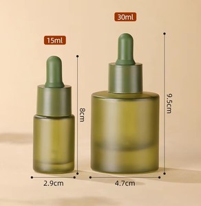 Flacone Contagocce in Vetro <span class=keywords><strong>Verde</strong></span> Satinato con Serigrafia - Contenitore per Oli Essenziali <span class=keywords><strong>e</strong></span> Sieri da 15ml/30ml - Product Image 1
