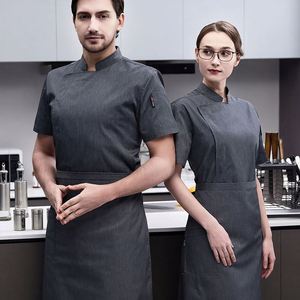 Nouvelle veste d'été à manches courtes pour serveur, chemises de cuisinier pour barbecue, boulangerie, restaurant, bar, cuisine, uniforme de chef - Product Image 3