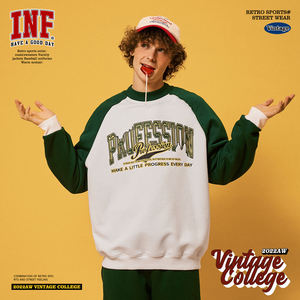 Sudadera de estilo escolar Vintage para hombre, con forro polar de 400gsm y letras estampadas doradas, con cuello redondo, servicio personalizado - Product Image 4