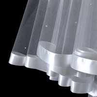 Voile de mariée en maille Xin Xin 2025, nouvelle collection printemps, avec bordure en satin, accessoire de mariage, broderie de perles, haute qualité pour le tissu