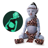 Boneka Bayi Reborn Bersinar dalam Gelap, Figur Bayi Vinyl Lembut 20 inci 50cm dengan Pakaian Cetak Leopard Kustom
