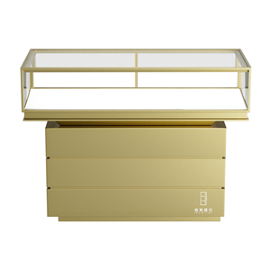 Glass and Stainless Steel Modern Luxury Rotating Jewelry Display Rack with Gold Finish for Counter Top in Jewelry <strong>Showroom</strong> - Product Image 5