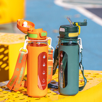 Bouteille d'eau sport 950 ml avec couvercle à paille et poignée enroulable, idéale pour la gym, les enfants, les cadeaux d'affaires et les festivals en plein air