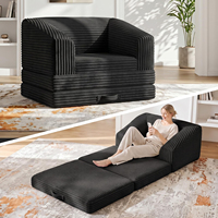 Canapé-lit moderne à trois plis, 2 places, sans armature, avec dossier, matelas en mousse haute densité inclus