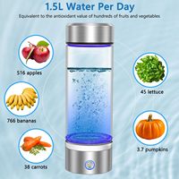 Bouteille d'eau hydrogénée avancée pour la maison, le bureau et les voyages, 420 ml, électrolyse en trois minutes, alimentée par la technologie électrique SPE/PEM