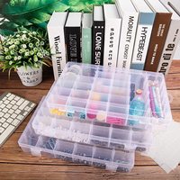 Boîte à bijoux en plastique transparent à 36 grilles, compartiment d'organisation, boîte de rangement avec séparateurs