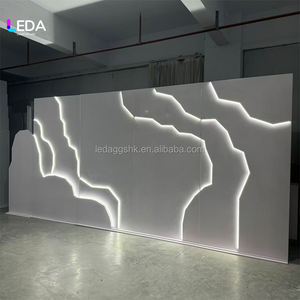 LEDA Luxury Modern White Acrylic Wedding Backdrop LED Light Wave Shape Design Customizable Size for Wedding Reception <b>Engagement</b> - Product Image 1