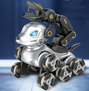 Perro Robot Interactivo de 8 Ruedas con Pinza, Movimiento en Todas las Direcciones por Control Remoto, Patrones de Luz y Melodías Personalizables, Excelente Regalo - Product Image 1