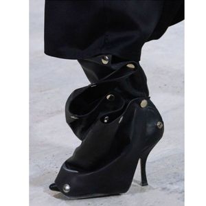 Nouvelle Arrivée Bottes Western à Talon Fin de 7,5 cm, Décorées de Clous, en Denim, pour Femmes à Mollet Large - Product Image 5