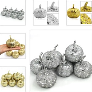 Mini citrouilles artificielles en mousse scintillante, réalistes, argentées et dorées, pour la décoration de la maison, de la table, des armoires, pour les fêtes sur le thème de l'automne - Product Image 3