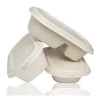 Récipient à charnière de canne à sucre écologique 1000ml Vaisselle jetable Bagasse Couvercle alimentaire pour assiettes en papier à emporter Bols