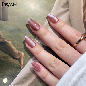 <span class=keywords><strong>Uñas</strong></span> Postizas Easywell Luxury Rose Cat Eye Almond, 32 Piezas, Diseño <span class=keywords><strong>Rosa</strong></span> Nude, <span class=keywords><strong>Uñas</strong></span> Falsas Minimalistas Románticas Reutilizables, Puntas de Manicura - Product Image 1