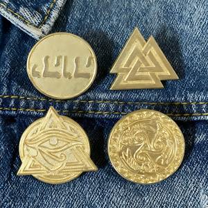 เข็มกลัดอัลลอยเคลือบสีทองขนาด1/2/4ชิ้นเข็มกลัดโลหะอัลลอยรูปทรงเรขาคณิต - Product Image 2