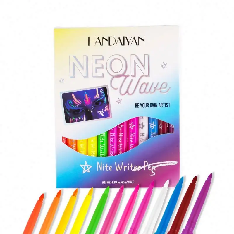 HANDAIYAN 12 Colors Holiday UV Matte Eyeliner Set Long-lasting Waterproof Fluorescent Cosmetics OEM Wholesale