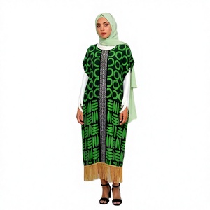 Nouvelle Robe Africaine Dashiki Boubou Femme Imprimée avec Strass en Coton Grande Taille à Franges, Robe Ample Ethnique Décontractée d'Été sans Manches - Product Image 2