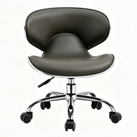 Chaise de bureau ergonomique pivotante à 360 degrés, moderne, rembourrée en PU, avec base en métal chromé, hauteur réglable, couleur personnalisable, multifonctionnelle