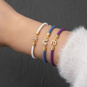 Wholesale 18K Gold Plated <strong>Initial</strong> Letter Charm Handmade Colorful Rope Adjustable Fashion <strong>Bracelet</strong> <strong>with</strong> <strong>Initial</strong> Letter - Product Image 2