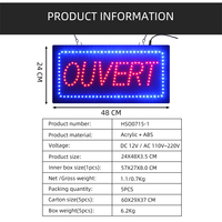 Panneau publicitaire LED matriciel à lettres rouges 24*48CM, affichage suspendu pour vitrine de magasin de détail francophone