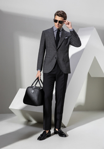 HARCHOY-Veste de costume pour homme, coupe ajustée, tenue de travail, à carreaux gris foncé, à rayures, nouvelle collection 2025 - Product Image 3