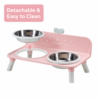 Nouvelle gamelle pour animaux de compagnie en acier inoxydable surélevée, antidérapante, anti-renversement, double couche, étanche, élégante, pour usage intérieur, en forme de cœur