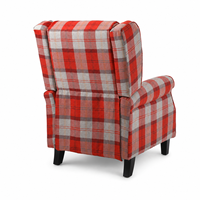 Fauteuil inclinable à dossier haut en tissu écossais, avec mécanisme manuel, fauteuil d'appoint traditionnel rembourré, accoudoirs incurvés, rembourrage en mousse, pieds en métal
