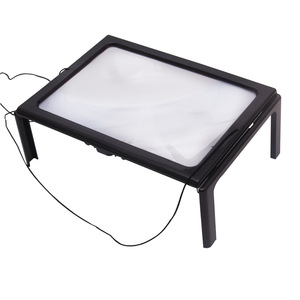Jaxy 3x grand bureau mains libres illuminé bureau rectangulaire A4 taille page lecture <span class=keywords><strong>loupe</strong></span> pour les aînés - Product Image 5