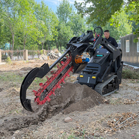 Chargeuse compacte chenillée chinoise Derette V1000, moteur diesel 25 CV, avec accessoire de tranchage pour usage agricole