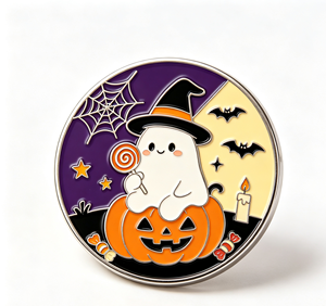 Moneda de desafío de Halloween personalizada, de metal esmaltado de doble cara, tipo broche redondo, para recuerdos de fiesta y regalo - Product Image 4