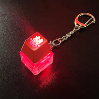 Laser Sculpture Transmission de la lumière Keycap Porte-clés LED Personnalisé Cliquez Porte-clés Luminescence Keycap Fidget Click Fidget Porte-clés