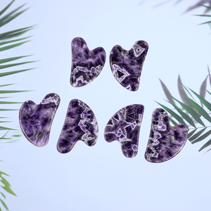 Outil <span class=keywords><strong>de</strong></span> massage Gua Sha en quartz améthyste violet clair avec logo personnalisé, marque privée, OEM, <span class=keywords><strong>pierre</strong></span> naturelle certifiée, musical - Product Image 3