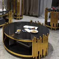 Table basse convertible contemporaine de luxe en fer noir avec plateau en marbre Yijun T012, modèle 2025, vente chaude, OEM/ODM disponible, prix usine