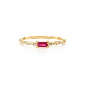 925 Sterling Silver Ruby <b>Ring</b> <b>Emerald</b> Cut Gold Plated Thin <b>Band</b> Women Jewelry for Anniversary Wedding - Product Image 3