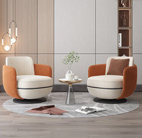 Fauteuil pivotant de luxe moderne en velours, style italien minimaliste, pour hall d'hôtel et salon
