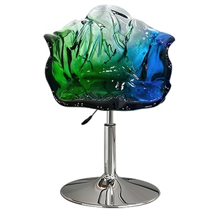 Chaise Pétale de Luxe Designer Haut de Gamme, Chaise de Salle à Manger en Résine Transparente de Style Italien, Siège Rotatif, Pieds Verts et Dorés pour Villa - Product Image 5