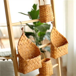 New Design Handmade Woven Storage Basket Home Decor <strong>Art</strong> Supplies Wooden Plant <strong>Wall</strong> Hanging Gift Baskets - Product Image 4