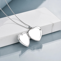 S925 Sterling Silver Rainbow Zircon Lune Chat Coeur Photo Médaillon Pendentif Collier