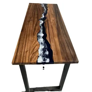 Hoge Kwaliteit Amerikaanse Stijl Live Edge Tafel Dik Ebbenhout Epoxyhars Plaat Houten Salontafel