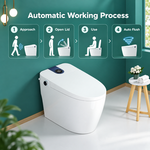 Toilette intelligente automatique moderne avec abattant à fermeture douce, application sanitaire pour salle de bain, fixation au sol - Product Image 1
