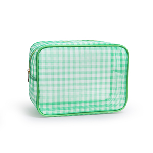 Bolsas de Maquillaje de Nailon Ecológicas para Mujer, Bolsas de Viaje Grandes con Diseño a Cuadros, Organizador de Cosméticos con Cierre, Bolsas con Gran Capacidad - Product Image 4