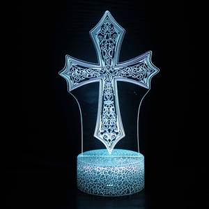 Custom Jesus Night Light Pop Design moderno 3D Cross LED Night - Product Image 5