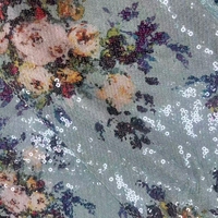 Tissu en maille polyester spandex de haute qualité avec broderie en dentelle et impression numérique 3D à paillettes, tissu à sequins de 5 mm pour vêtements élégants