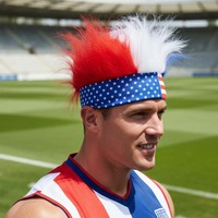 HLC Bandeau de supporter avec perruque motif drapeau national, accessoire capillaire pour la Fête de l'Indépendance et les événements sportifs mondiaux 2026