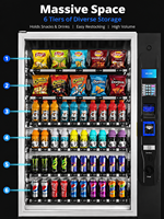 Distributeur automatique en acier galvanisé à commande par bouton, acceptant plusieurs modes de paiement, pour snacks et boissons, avec refroidissement par compresseur et contrôle à distance