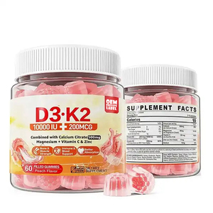 Gommes remplies de vitamine <span class=keywords><strong>D3</strong></span> <span class=keywords><strong>K2</strong></span> sans sucre avec complexe de vitamine B vitamine E zinc MCT huile soutien os dents force énergie immunitaire - Product Image 1