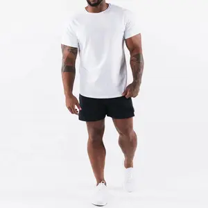 96% algodón y 4% Spandex nuevo estilo ajustado rendimiento de los hombres de manga corta Camiseta Puff impresión